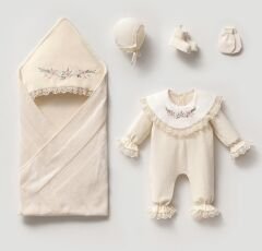 NİPPERLAND Kadife Nakışlı 5'li Hastane Çıkışı