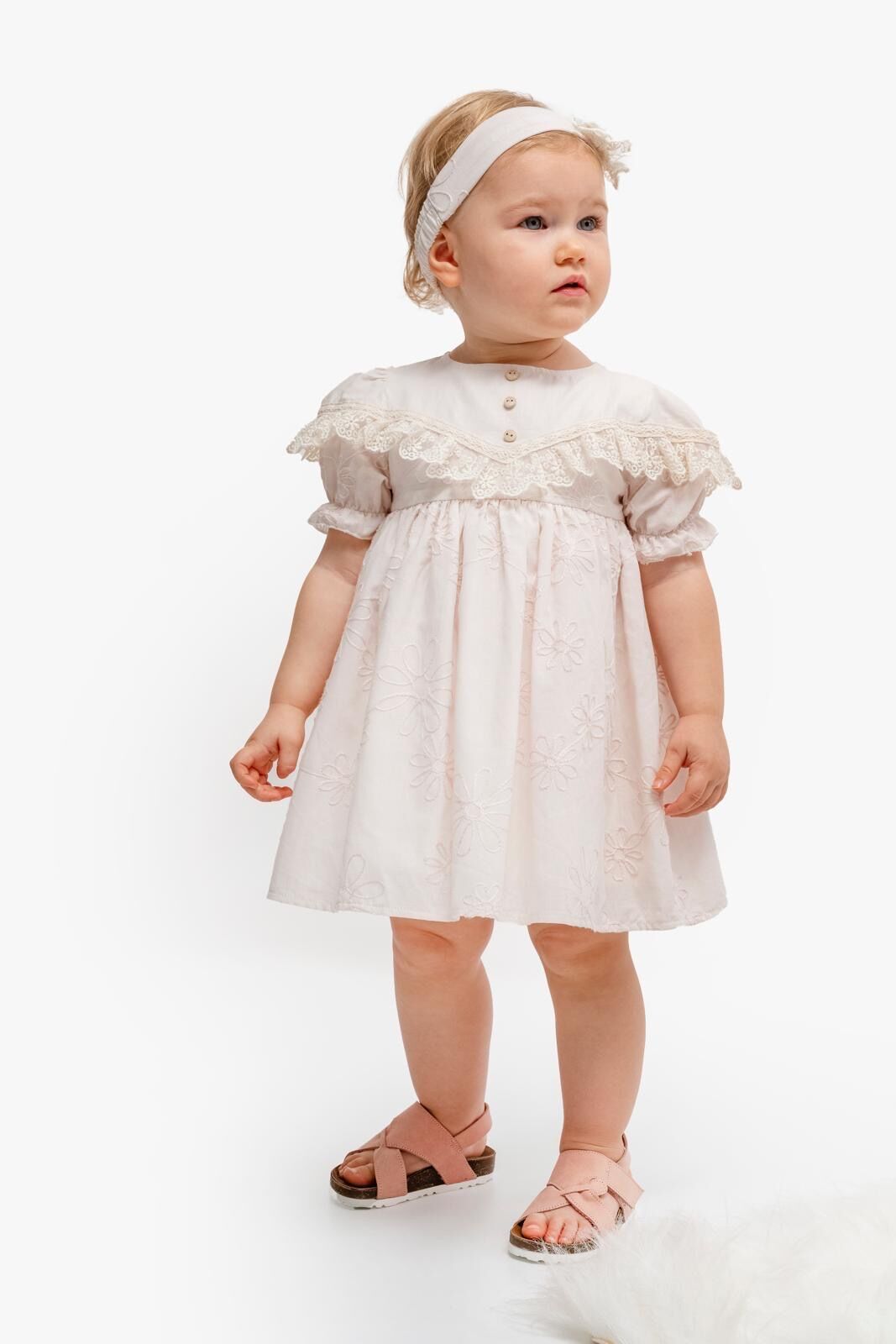 NOYNOY KIZ FİSTOLU BANDANALI ELBİSE