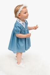 NOYNOY KIZ YAKA NAKIŞLI KOT ELBİSE