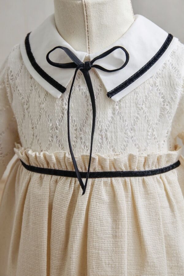 KIZ KURDELE DETAYLI ELBİSE