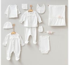 PUGİ KIZ ÇİCEKLİ FİYONKLU 10LU SET HASTANE ÇIKIŞI