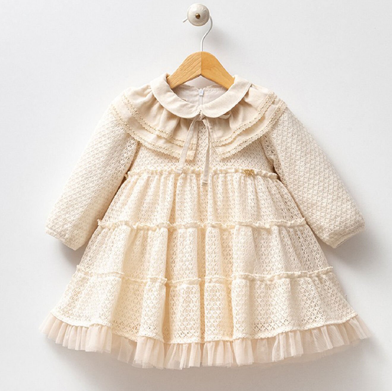 NOYNOY KIZ GÜPÜRLÜ ÖRME ELBİSE