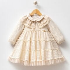 NOYNOY KIZ GÜPÜRLÜ ÖRME ELBİSE