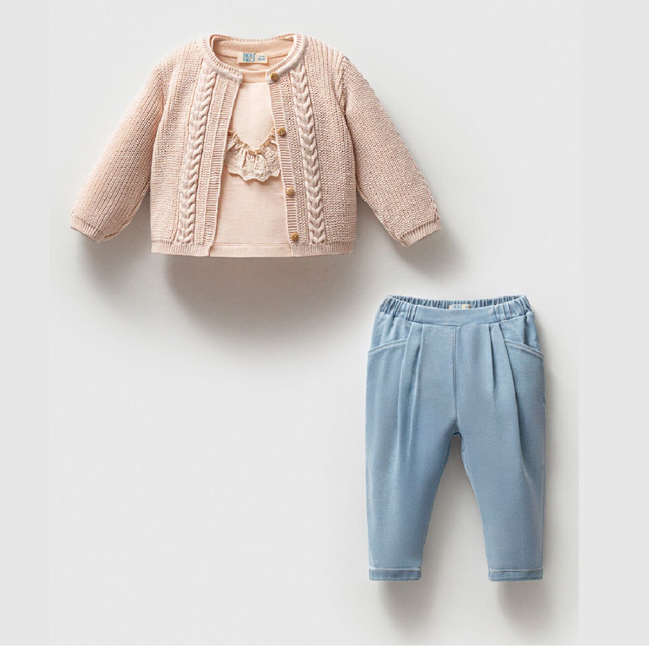 NOYNOY KIZ TRİKO HIRKALI 3 LÜ TAKIM