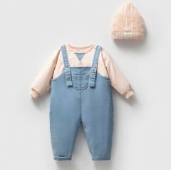 NOYNOY KIZ KOT SALOPETLİ 3 LÜ TAKIM