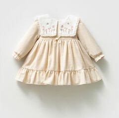 NOYNOY KIZ YAKA NAKIŞ DETAYLI ELBİSE