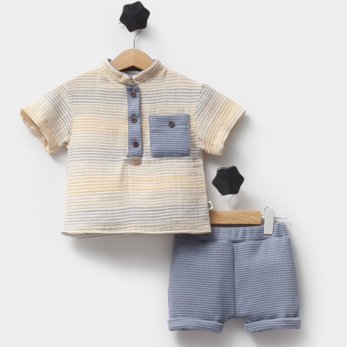 HİPPIL ERKEK ÇİZGİLİ ŞORTLU TAKIM