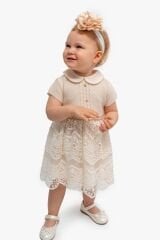 NOYNOY KIZ TRİKOLU GÜPÜR ETEK ELBİSE